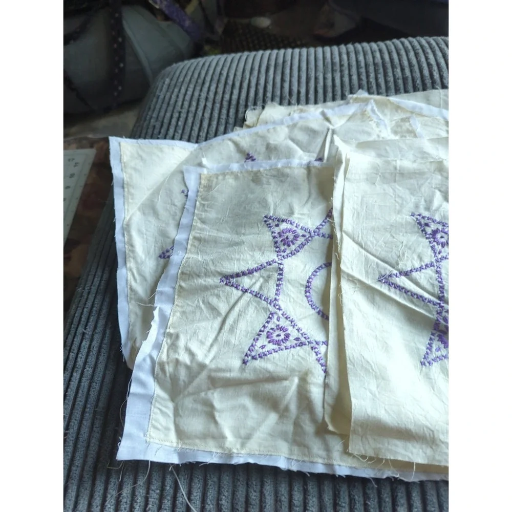 18  Vintage Purple Stars Cross Stitch Quilt 11